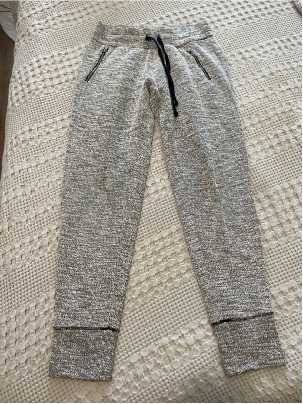 Aerie Joggers XS Grey Black Marled Knit Drawstring Pants loungewear